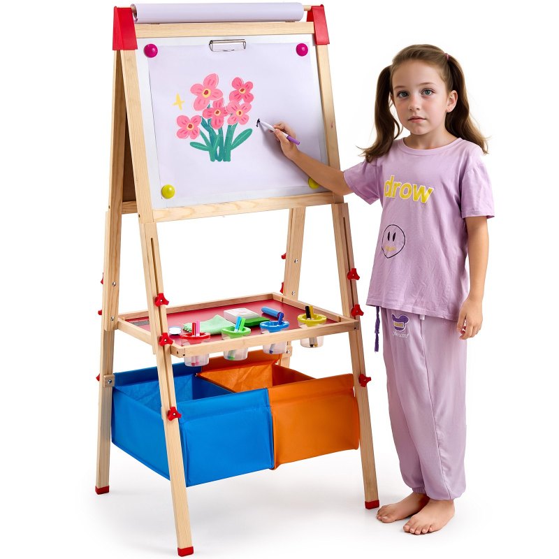 3-in-1 Kids Art Easel - Magnetic Whiteboard & Chalkboard