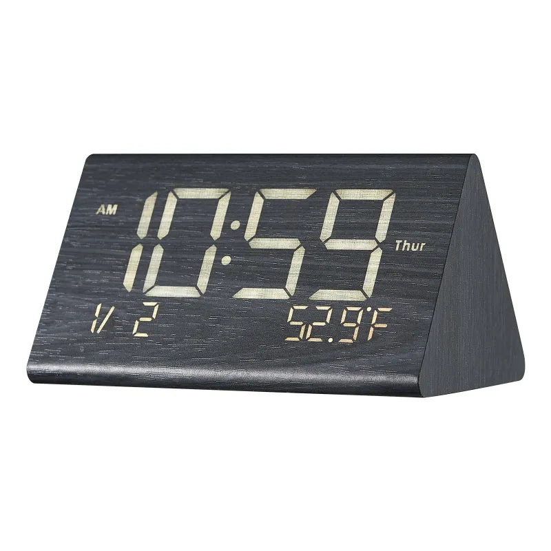 Digital Alarm Clock - Wooden Desk Clock