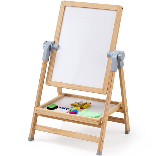 2-in-1 Kids Art Easel - Magnetic Whiteboard & Chalkboard