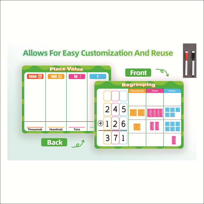 Dry-Erase Math Flash Cards for Kids Addition Subtraction Learning Games