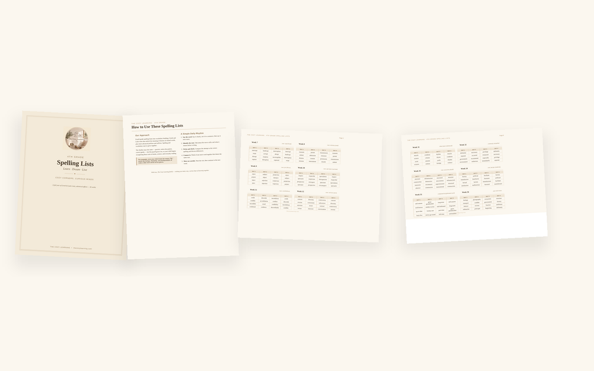 4th Grade Spelling List Printable | 36 Weeks Greek & Latin Roots | Homeschool Digital Download