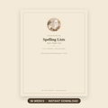 Kindergarten Spelling List Printable | 36 Weeks Word Family Practice | Homeschool Digital Download