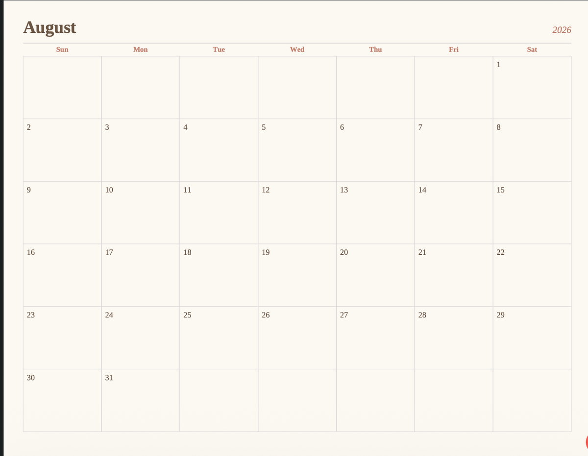The Cozy Learning School Year Calendar (Aug 2026-Jul 2027)